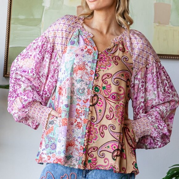 Oli & Hali Multicolor Floral and Paisley Tunic - Picture 2 of 8